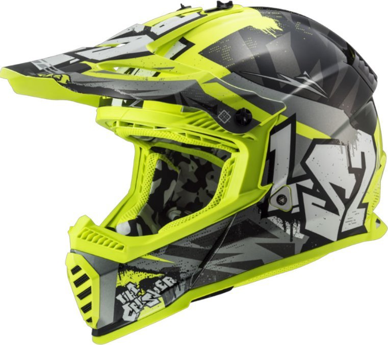 Мотошлем LS2 MX437 Fast 2 Mini Crusher (M, черный/желтый)