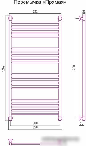 Полотенцесушитель Сунержа Богема+ 1200x600 00-0220-1260