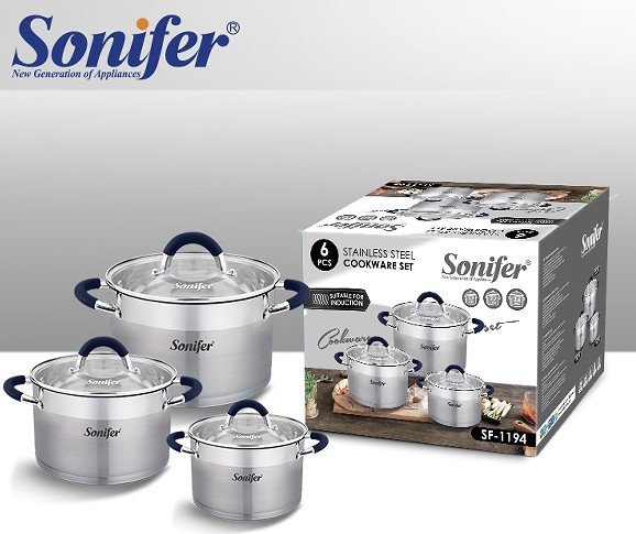 Набор кастрюль Sonifer SF-1194 (3шт, с крышками)