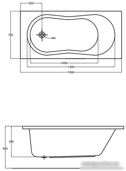 Ванна Cersanit Nike 150x70 (с ножками)