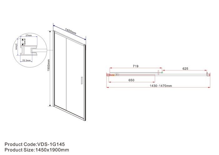 Душевая дверь Vincea Garda VDS-1G145CL (хром/прозрачное)