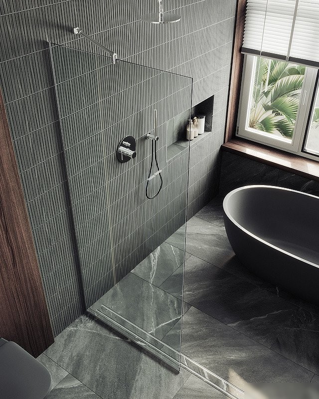 Душевая стенка MaybahGlass 195x79 MGD-695-5у (прозрачное стекло/хром матовый)