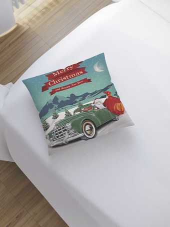 Чехол на подушку JoyArty Санта в автомобиле sl_19385