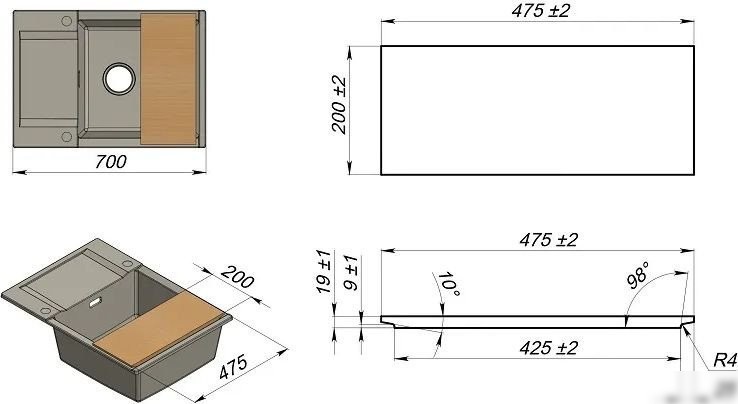 Кухонная мойка Granula Estetica 7003 (черный)