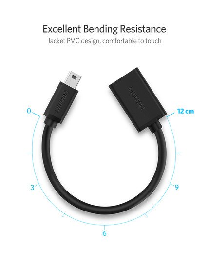 Адаптер Ugreen US249 USB Type-A - miniUSB (0.1 м, черный)