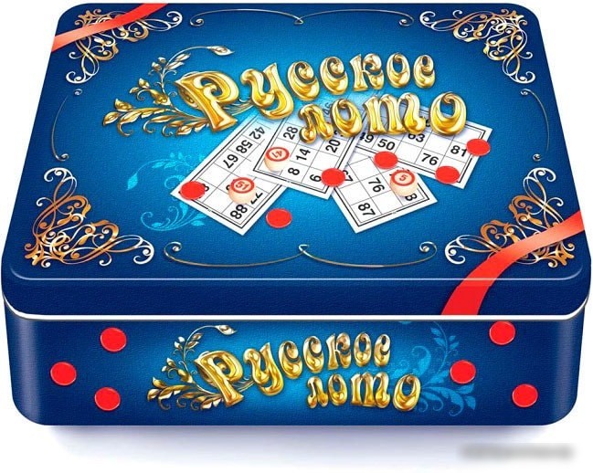 Настольная игра Десятое королевство Русское лото в жестяной коробке Синий ларец 01780