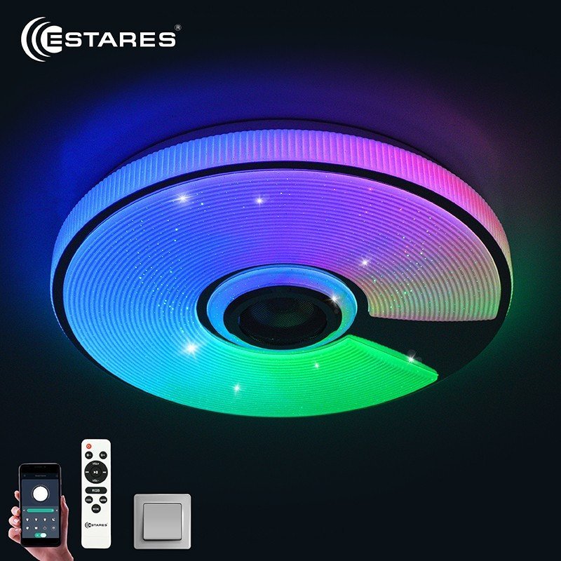 Припотолочная люстра Estares Song RGB 60W R-APP-380x70-WHITE/CHROME/SHINY-220-IP20