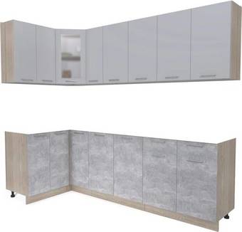 Готовая кухня Интерлиния Мила 12x25 без столешницы (серебристый/бетон)