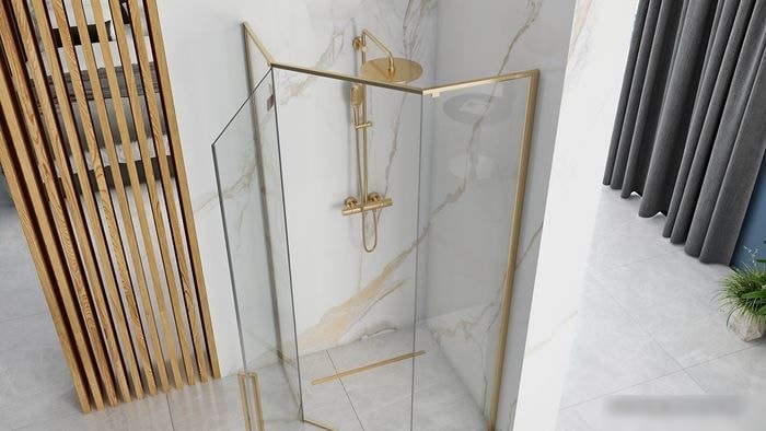 Душевой уголок Rea Diamond 90x90 (золотой/прозрачное стекло)