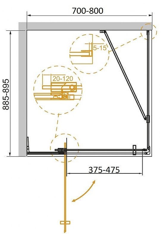 Душевой уголок Cezares SLIDER-AH-1-90-70/80-C-BORO