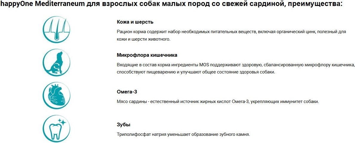 Сухой корм для собак HappyOne Mediterraneum со свежим яйцом и свежей сардиной 7 кг