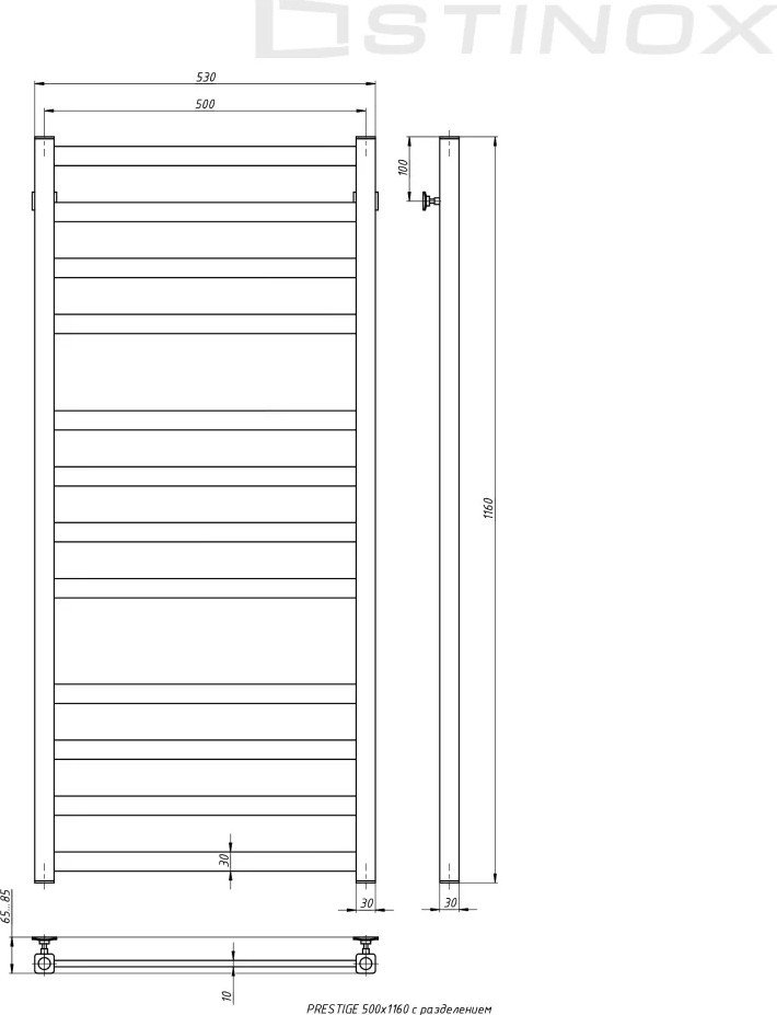 Полотенцесушитель Stinox Prestige Luxe 50x120 pr120ls (сатин)