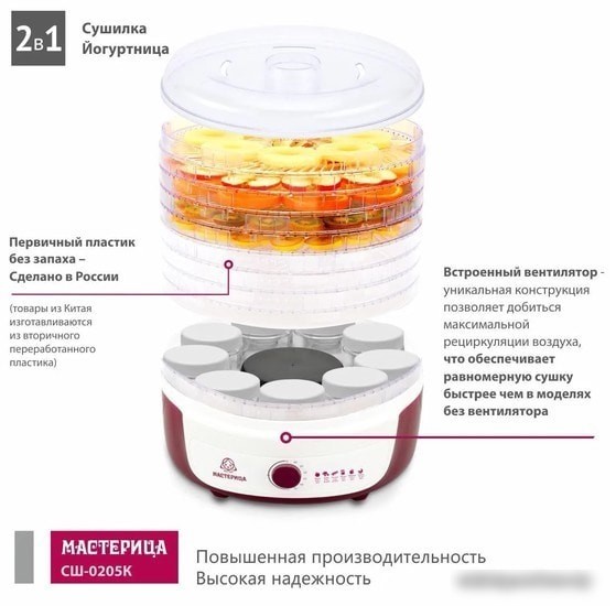 Сушилка для овощей и фруктов Мастерица СШ-0205К