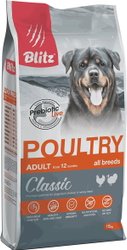 Сухой корм для собак Blitz Classic Adult All Breeds Poultry (с домашней птицей для всех взрослых пород) 15 кг