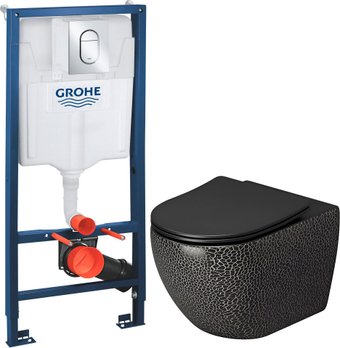 Унитаз подвесной Grossman Color GR-4411BBLS + GROHE Rapid SL 39504000 (с кнопкой)