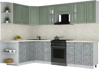 Готовая кухня Интерлиния Мила Шато 1.7x2.8 LV (мята/керамика/опал светлый)