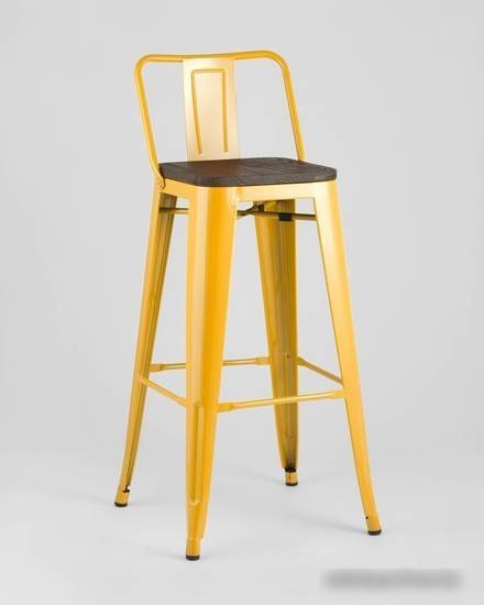 Стул Stool Group Tolix со спинкой YD-H765E-W LG-06 (желтый глянцевый/темное дерево)