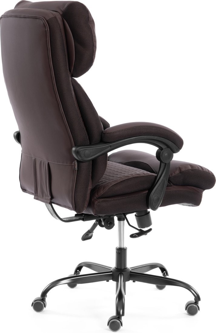 Офисное кресло TetChair Chief metalBL кожзам/ткань (коричневый/коричневый стеганный)