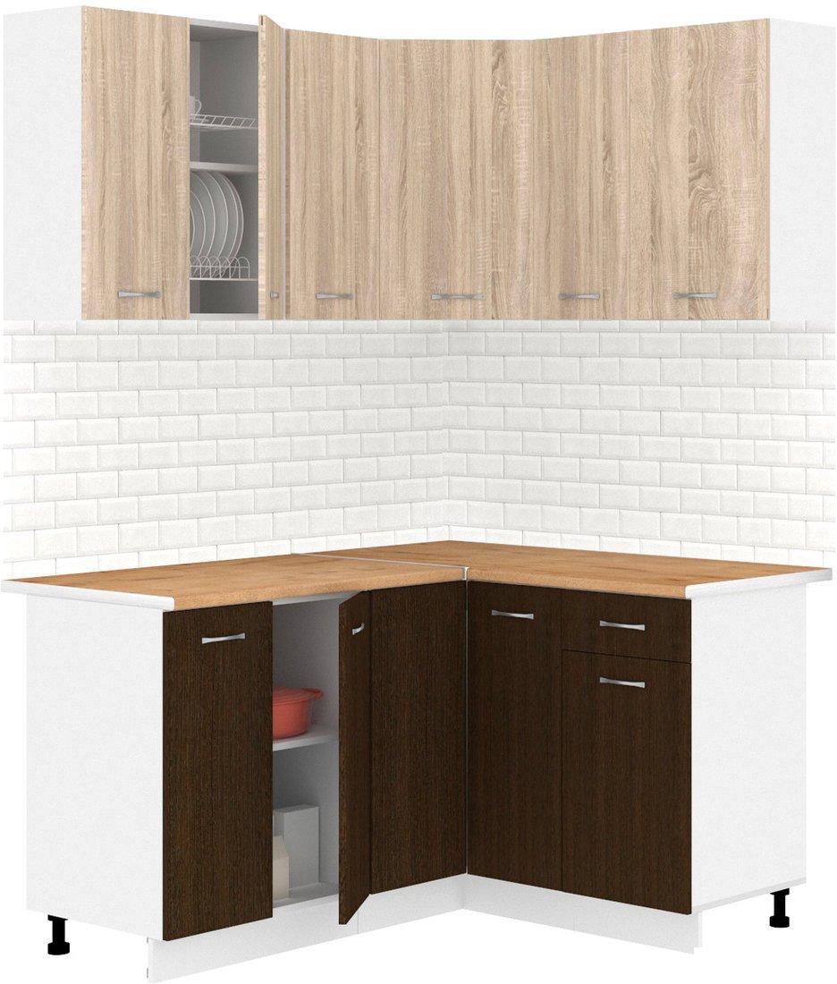 Готовая кухня Кортекс-мебель Корнелия Лира 1.5x1.3 (дуб сонома/венге/дуб бунратти)