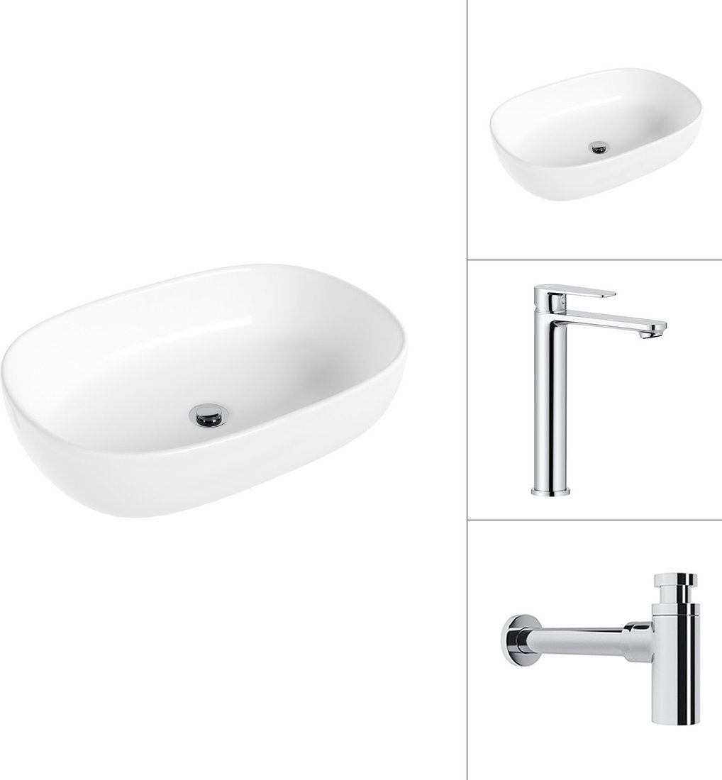 Умывальник Lauter 21836 + Moon 21СK81691C с сифоном 21635CH (хром)