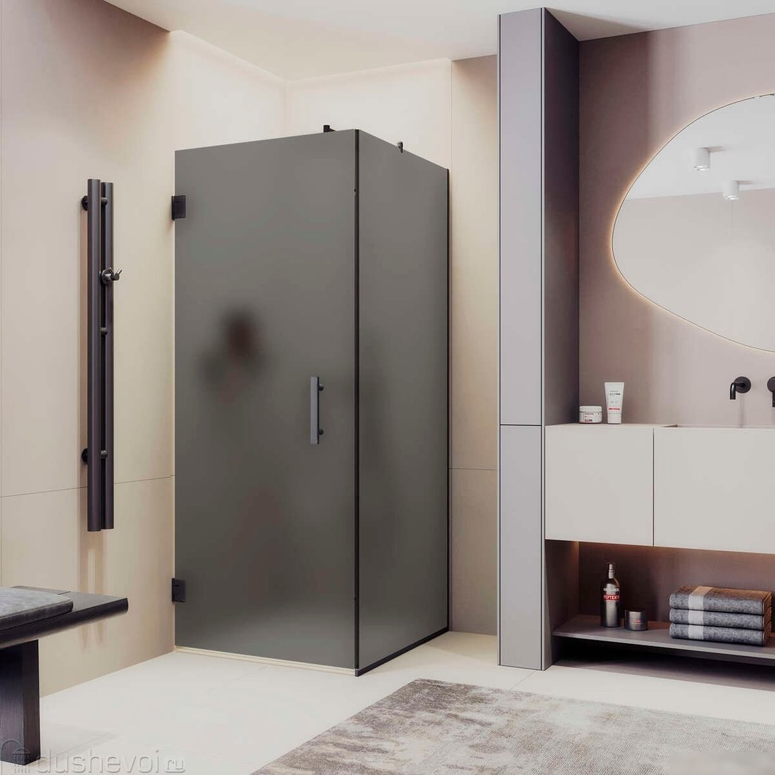 Душевой уголок MaybahGlass MGY-1310-6 (графит матовый стекло/черный)