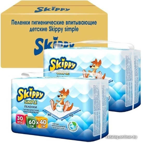 Набор одноразовых пеленок Skippy Simple Waterproof 60x90 (120 шт) Набор одноразовых пеленок Skippy Simple Waterproof 60x90 (120 шт)
