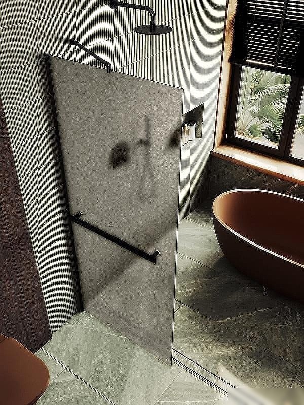Душевая стенка MaybahGlass 99x195 MGD-1460-6ш (бронзовое матовое стекло/черный)
