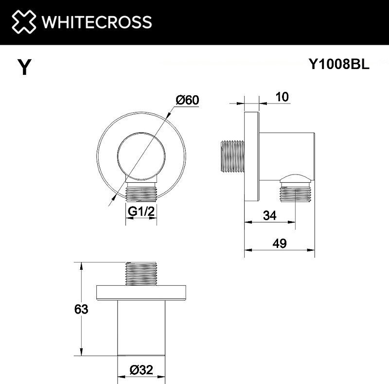 Шланговое подключение Whitecross Y1008BL (черный мат)