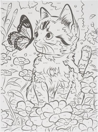 Картина по номерам MultiArt Котик и бабочка CANV17X23-122122 (50)