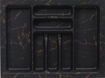 Лоток для столовых приборов AKS 700 Marble 635x485 (черно-золотой мрамор)