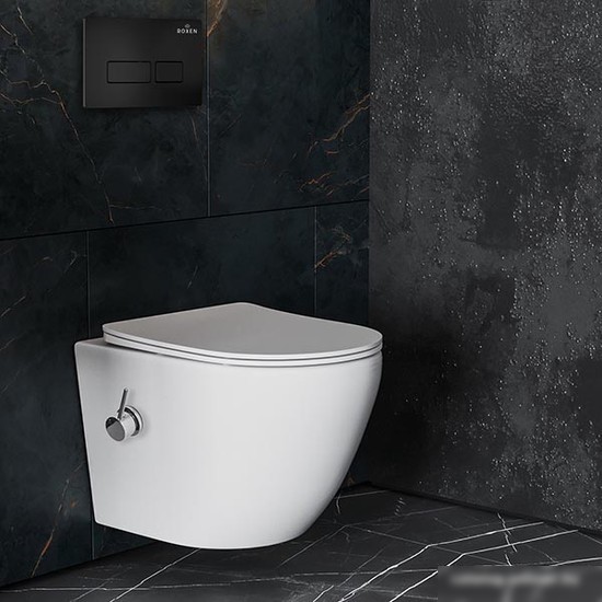 Унитаз подвесной Roxen Antares Bidet в комплекте с инсталляцией StounFix Slim 6 в 1 958156 (кнопка: черный матовый)