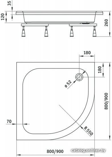 Душевой поддон Deante Standard Plus II 80x80 KTU 032B