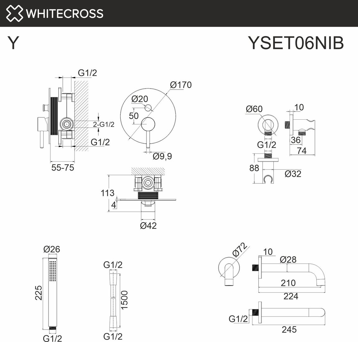 Смеситель Whitecross Y YSET06NIB (брашированный никель)