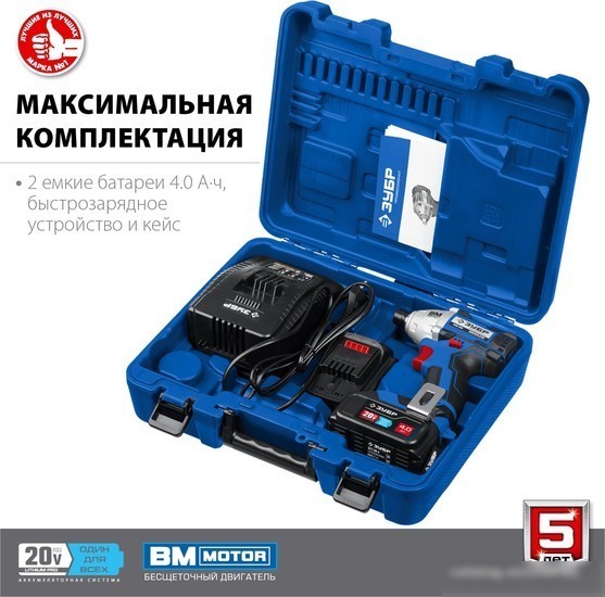 Винтоверт Зубр Профессионал GVB-250-42 (с 2-мя АКБ 4 Ач, кейс)
