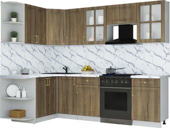 Кухонный модуль Интерлиния Мила Шато 1.5x2.6 LV (дуб вотан/дуб вотан/белый гранит)
