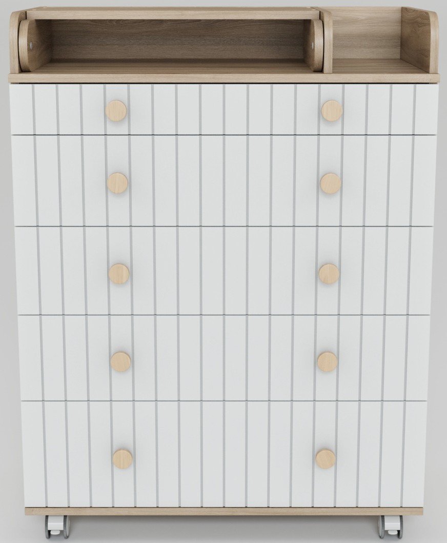 Детский комод Incanto Lunna Charm МДФ 800/5 PK-0004/13mdf (дуб/белый)