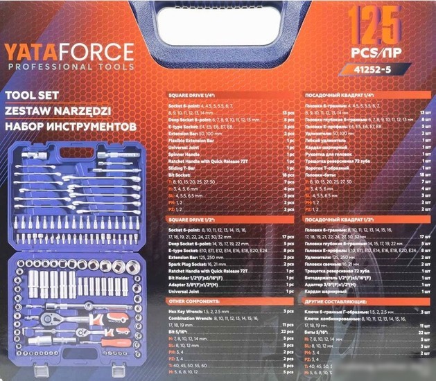Универсальный набор инструментов Yataforce YF-41252-5 (125 предметов)