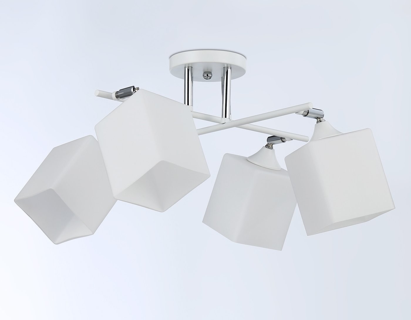 Люстра средней высоты Ambrella light TR303083/4 WH/CH/FR (белый/хром/белый матовый)