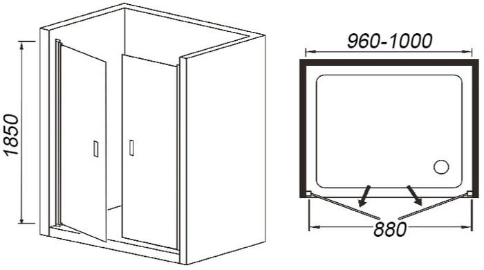Душевая дверь WeltWasser WW600 600K2-100
