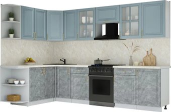 Готовая кухня Интерлиния Мила Шато 1.7x3.1 LV (океан/керамика/опал светлый)