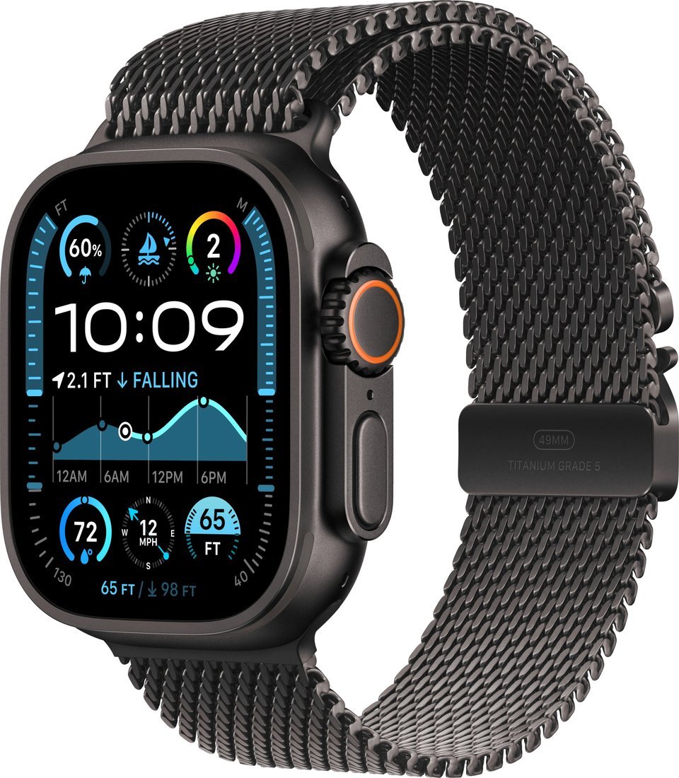 Умные часы Apple Watch Ultra 2 LTE 49 мм (титановый корпус, черный/черный, миланская петля M)