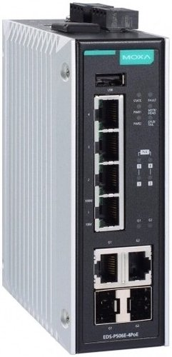 Управляемый коммутатор 2-го уровня Moxa EDS-P506E-4PoE-2GTXSFP-T