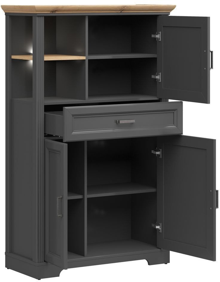 Шкаф распашной BRW Jasmin REG3D1S с подсветкой (графит/дуб артизан)
