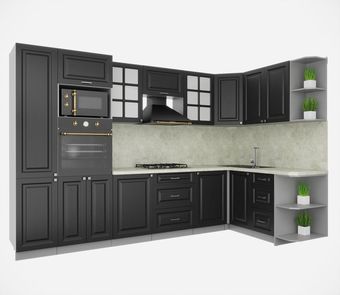 Готовая кухня Интерлиния Мила Деко 1.68x3.2 правая (пепел-пепел-опал светлый)