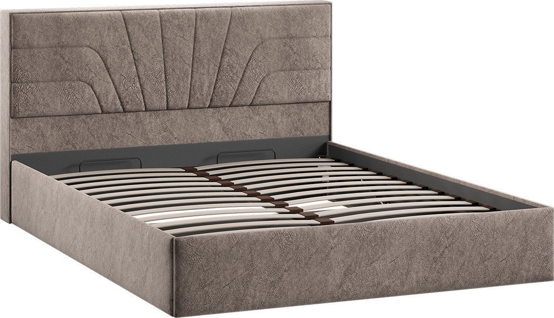 Кровать Трия Пандора с ПМ и заглушиной 160x200 Тип 1 (микровелюр Wellmart Latte)