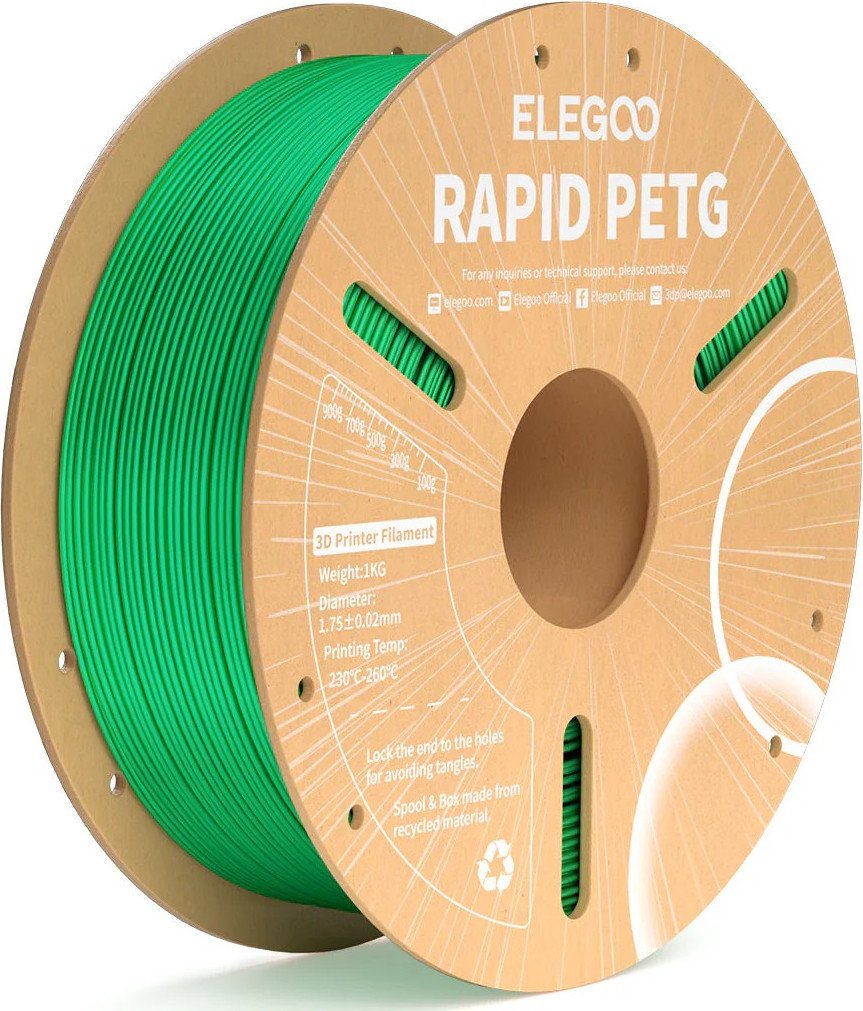 Пластик Elegoo Petg Rapid 50.203.0220 (1кг, зеленый) Пластик Elegoo Petg Rapid 50.203.0220 (1кг, зеленый)