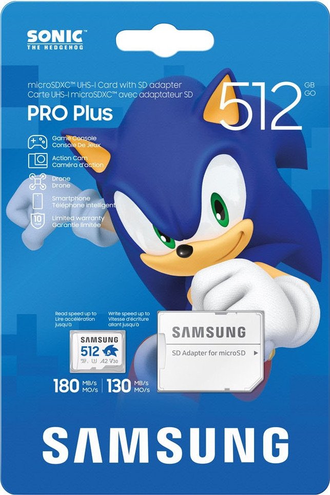 Карта памяти Samsung PRO Plus Sonic the Hedgehog microSDXC 512GB MB-MD512SA/LC1 (с адаптером)