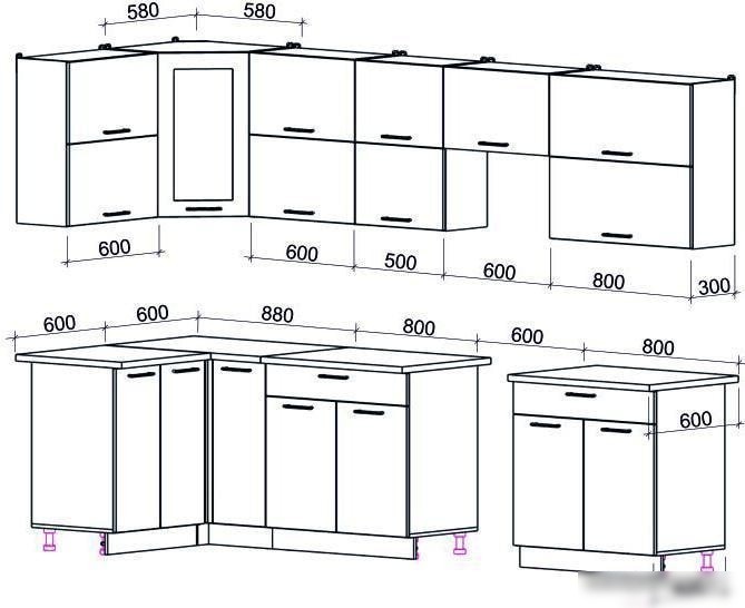 Угловая кухня Интерлиния Мила Gloss 60-12x31 (белый/асфальт глянец)