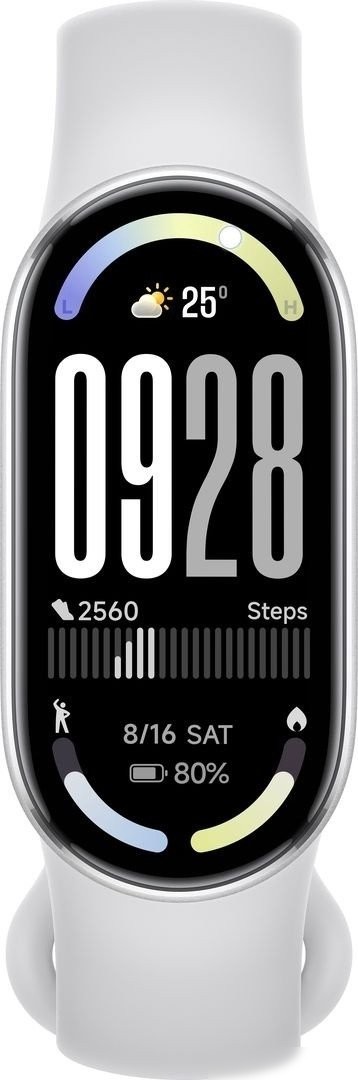 Фитнес-браслет Xiaomi Smart Band 10 M2459B1 (серебристый, с белым силиконовым ремешком, международная версия)