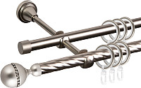 Карниз для штор АС ФОРОС Grace D16K/16Г + наконечники Кортеза (1.4м, сатин)
